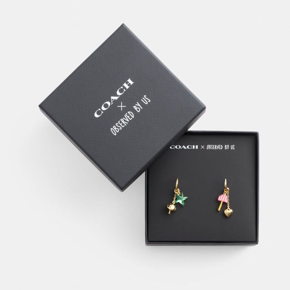 Coach X Observed By Us Mismatch Star And Mushroom Huggie Earrings